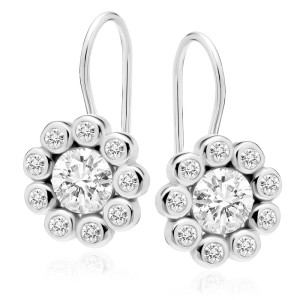Cercei argint floare cu pietre si  tortita DiAmanti Z1420JR_W-DIA (Argint 925‰ 1,5 g.)